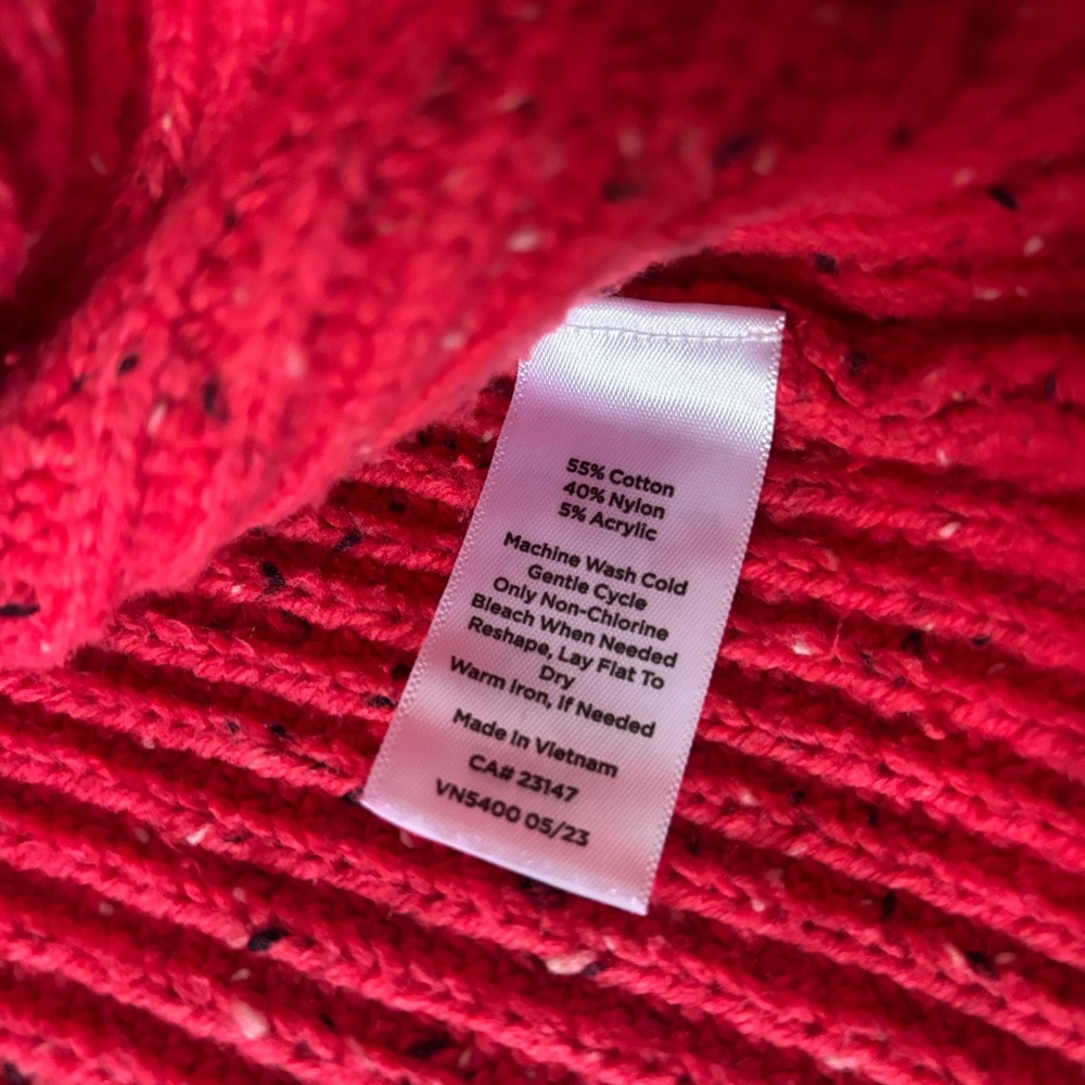 Talbots Speckled Red Cable Knit Puff Sleeve Cardigan Sweater‎ Size 2X - Picture 8 of 11